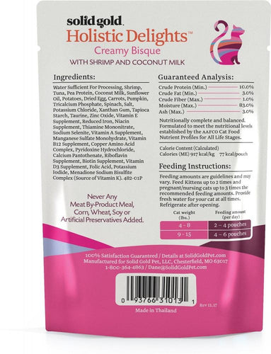 Solid Gold Grain Free Holistic Delights Shrimp & Coconut Milk Creamy Bisque Cat Food Pouches