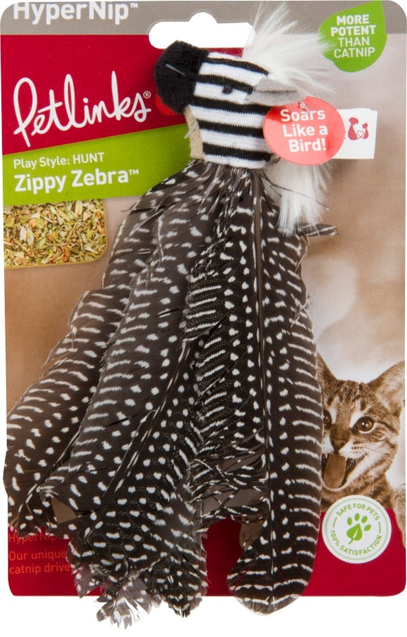 HYPERNIP ZIPPY ZEBRA FEATHERS CAT TOY