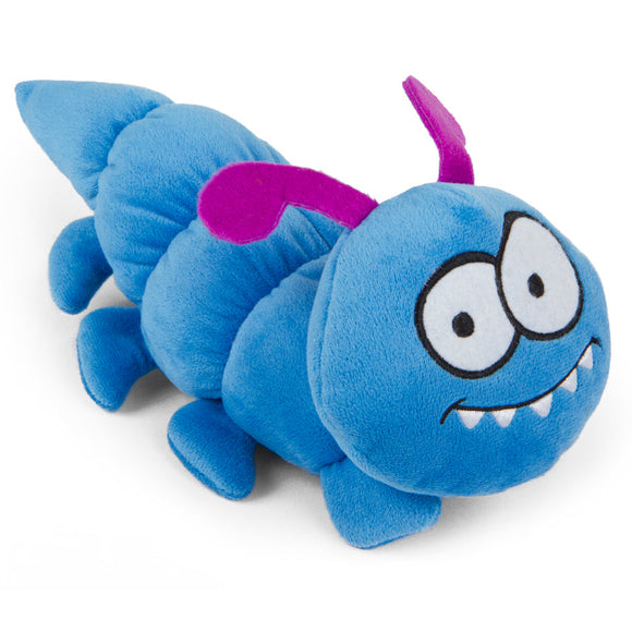 GoDog Caterpillar Chew Guard Squeaky Plush Dog Toy
