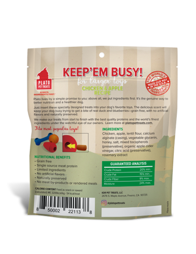Plato Keep’Em Busy Chicken & Apple Meat Sticks for Larger Toys
