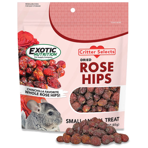 Exotic Nutrition's Critter Selects Dried Rose Hips Treats for Small Animals