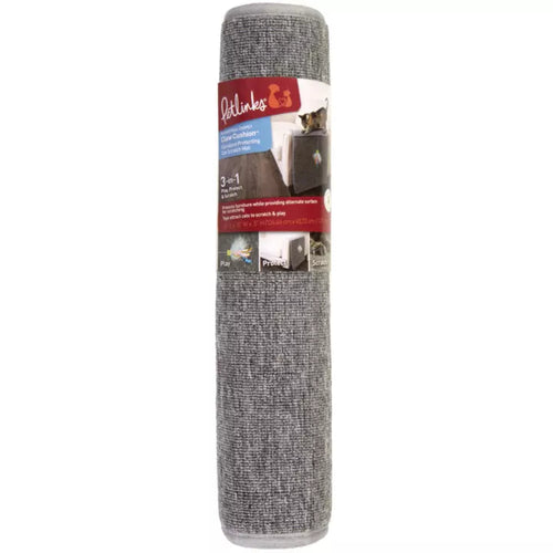 Petlinks Claw Cushion Furniture Protecting Carpet & Sherpa Cat Scratch Mat with Dangling Ribbon Toy Drapes on Furniture
