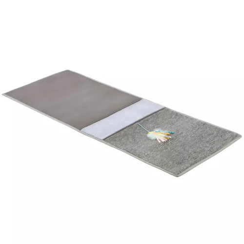 Petlinks Claw Cushion Furniture Protecting Carpet & Sherpa Cat Scratch Mat with Dangling Ribbon Toy Drapes on Furniture