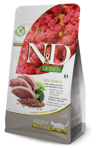 Farmina N&D Cat GF Quinoa Duck Broccoli Asparagus Neutered
