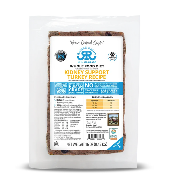 Raised Right Kidney Support Turkey Adult Dog Recipe