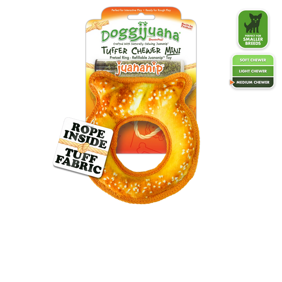 Doggijuana Tuffer Chewer Mini Refillable Pretzel Ring Toy
