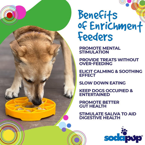 SodaPup Sunflower Design eTray Enrichment Shallow Slow Feeder Dog Bowl