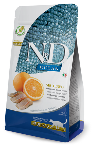Farmina Pet Foods N&D Ocean Neutered, Herring & Orange Adult Cat food