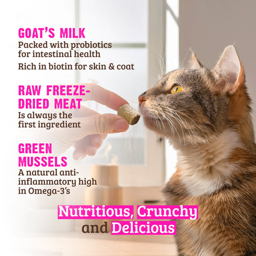 Raw Freeze Dried Rabbit, Goat's Milk & Green Mussels Crunchy Cat Treats