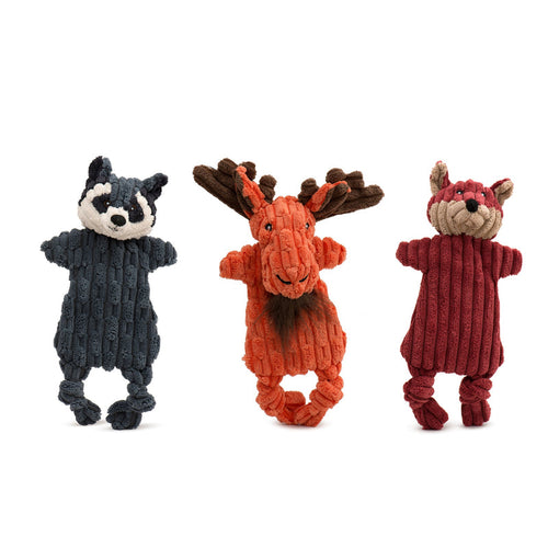 HuggleHounds Woodland HuggleFlatties™ Assorted Durable Plush Dog Toys
