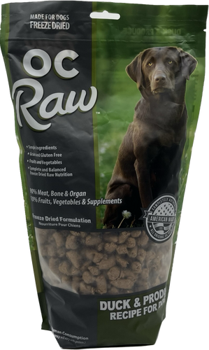 OC Raw Dog DUCK & PRODUCE ~ 20 oz Freeze Dried Meaty Rox
