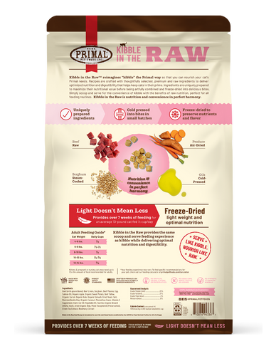 Primal Pet Foods Feline Kibble in the Raw Cat Food Beef Recipe