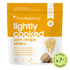 Smallbatch Lightly Cooked Pork Sliders for Dogs